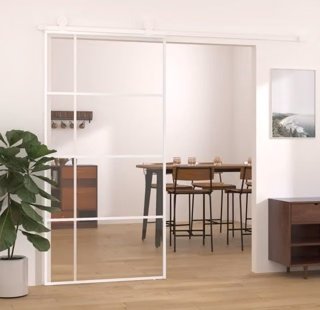 Berkfield Home White Sliding Glass and Aluminium Door W: 102.5 cm, H: 205 cm – 1
