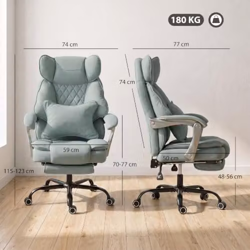 HOMCOM Executive Office Chair with Footrest and Headrest in Blue Synthetic Leather – 3