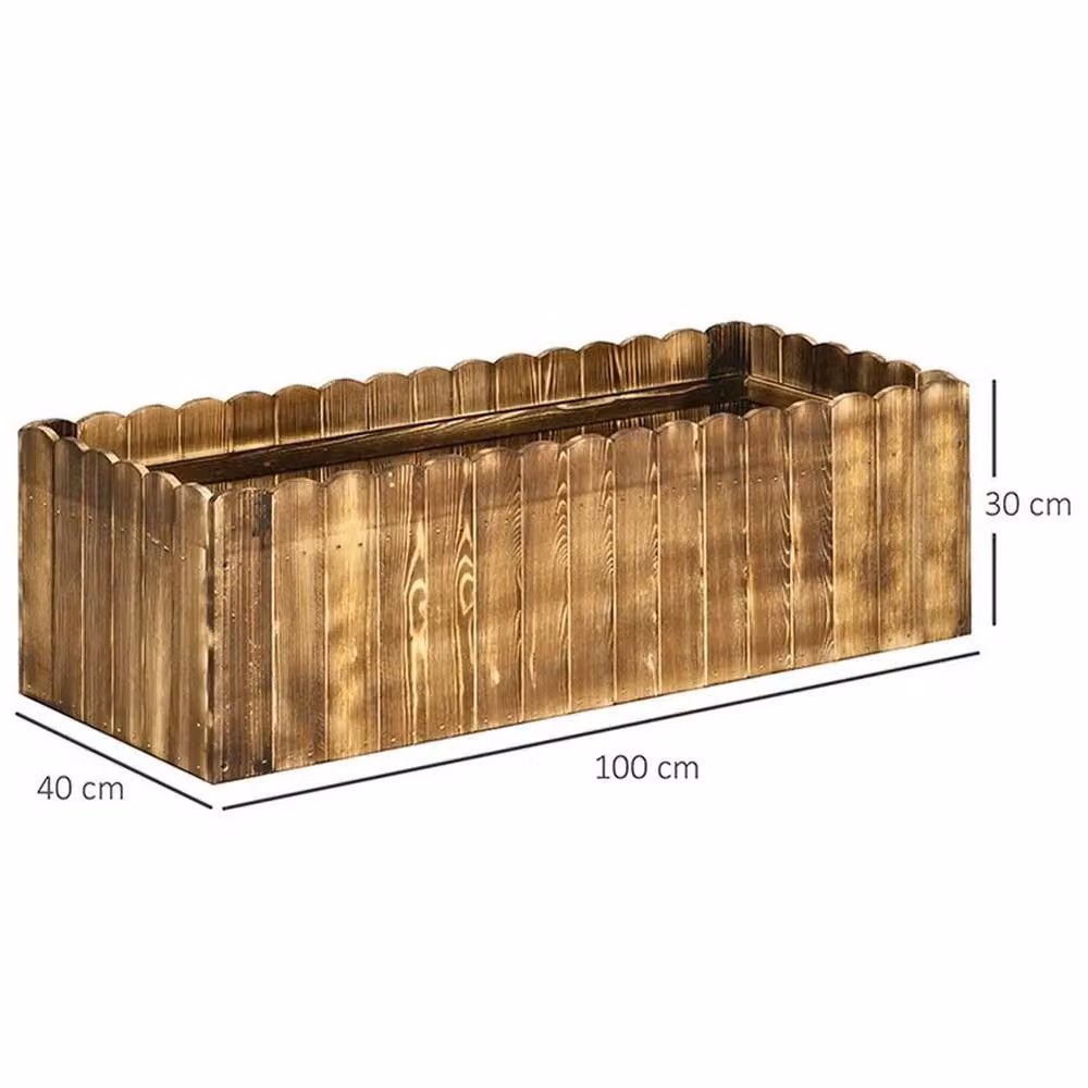 NESTLUNE Brown Wooden Raised Flower Bed Garden Planter Box with 109L Capacity – 2