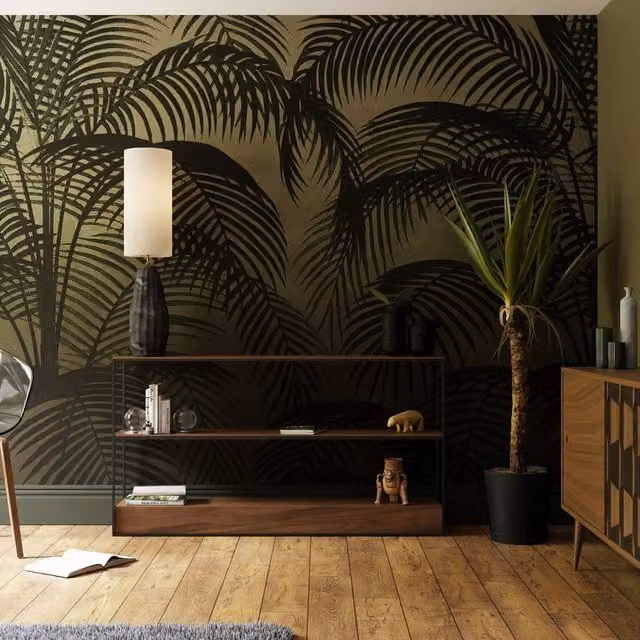 Superfresco Easy Palm Silhouette Sage Green Floral Mural, W: 300 cm, H: 280 cm – 1