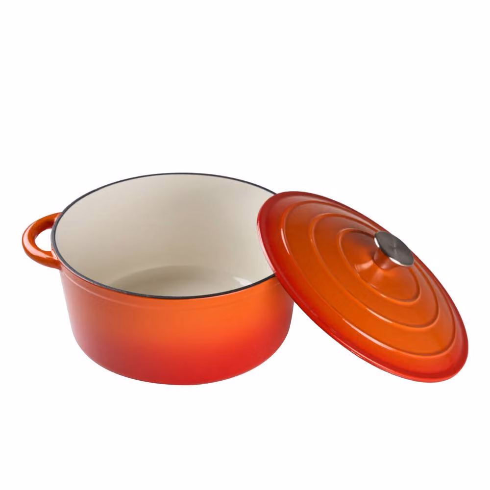 Living and Home Enameled Cast Iron Dutch Oven Pot with Lid, Orange, 4L – 2