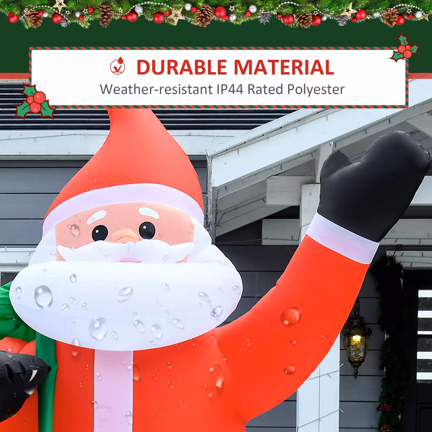 HOMCOM 8ft Inflatable Santa Claus with Gift Bag and Multicolour LED Lights – 4
