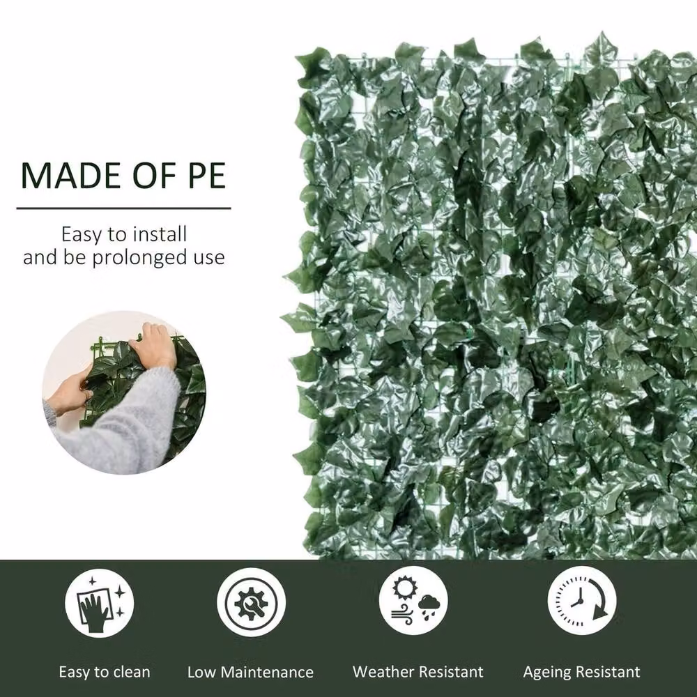 EONLION Green Artificial Leaf Hedge Panel Garden Fence, Width: 100 cm – 4