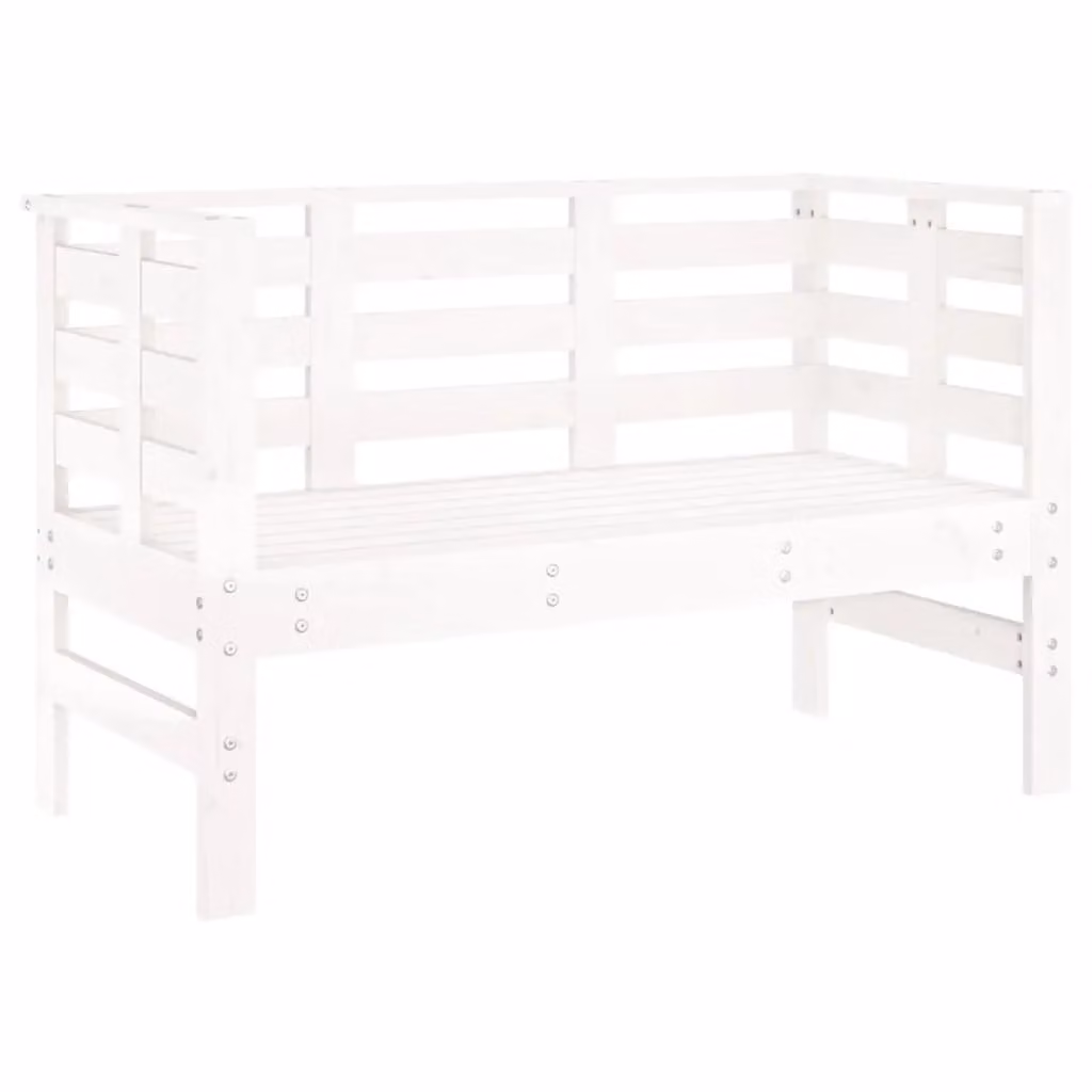 Berkfield Home Rustic White Lacquered Solid Pine Garden Bench W/D/H: 111.5 x 53 x 71 cm – 2