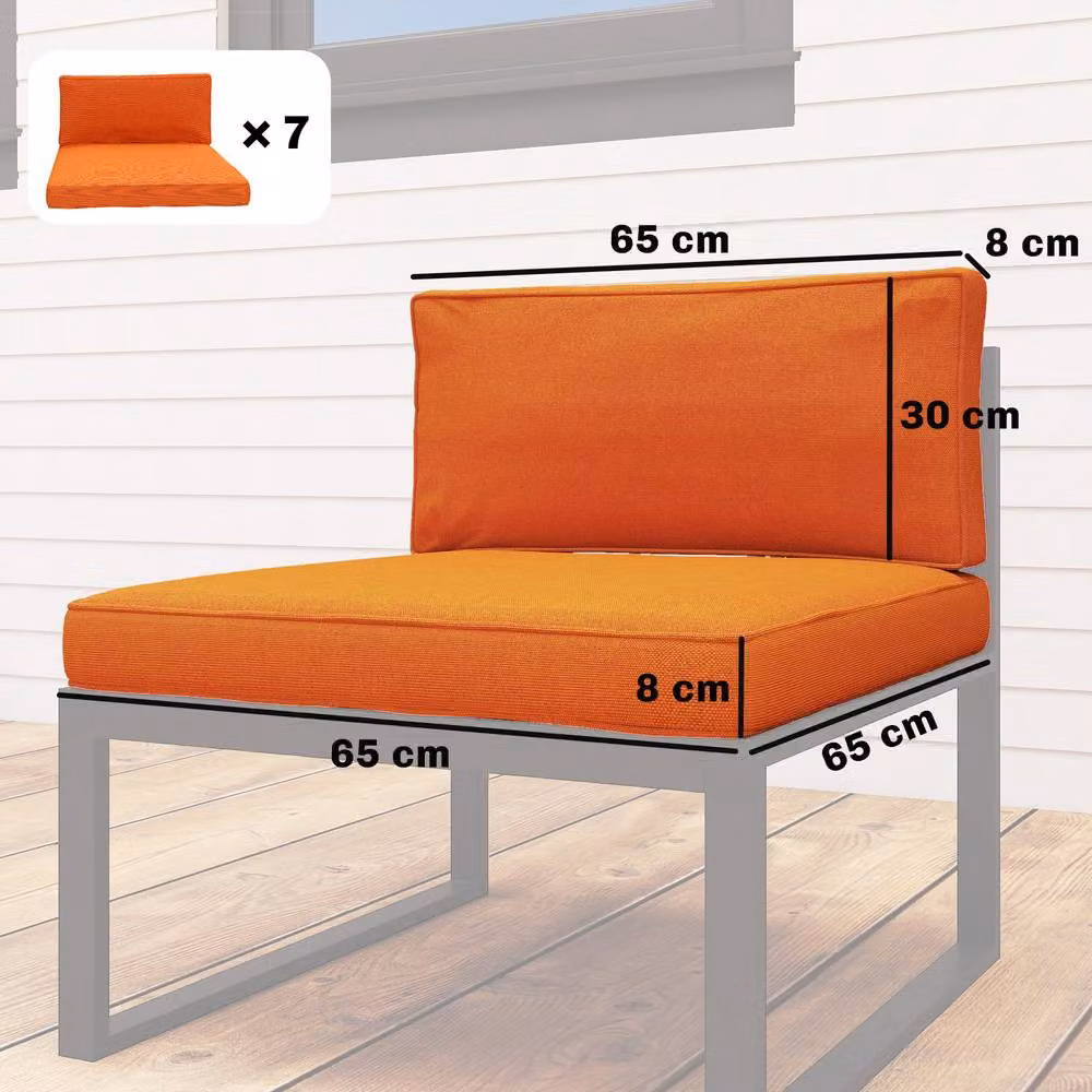 OUTSUNNY Orange Replacement Outdoor Garden Seat Cushion Pad with Removable Washable Polyester Cover – 3