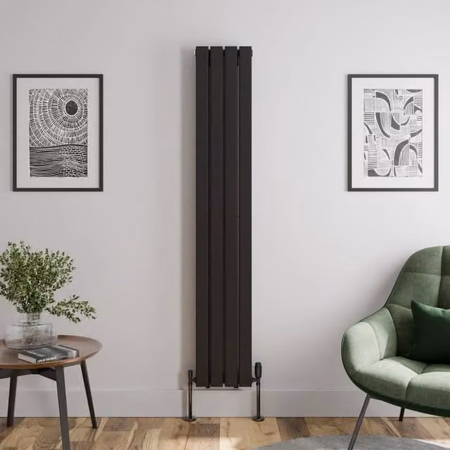 Temprazo Black Steel Vertical Designer Radiator, H 180 x W 30.5 cm