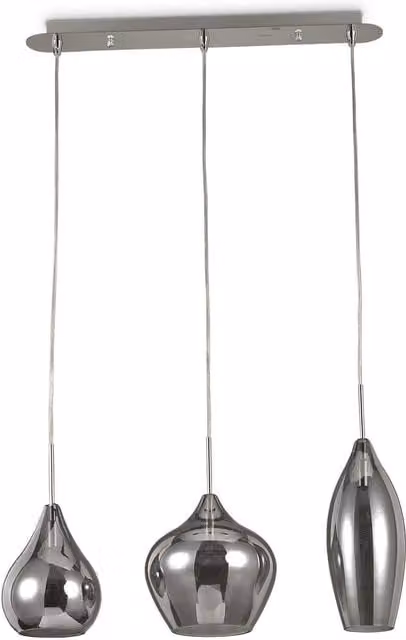 Netlighting Soft 3 Light Hanging Ceiling Pendant Light in Grey and Silver with E14 Glass Shades