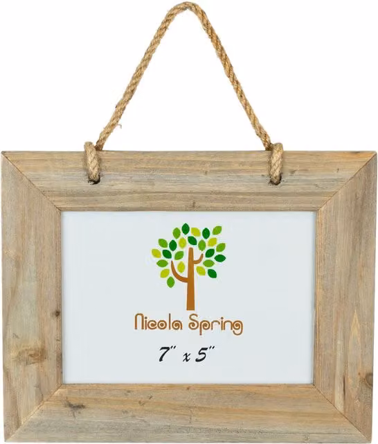 Nicola Spring Rustic Wooden Hanging Single Photo Frame, Brown, W/H: 17.78 x 12.7 cm