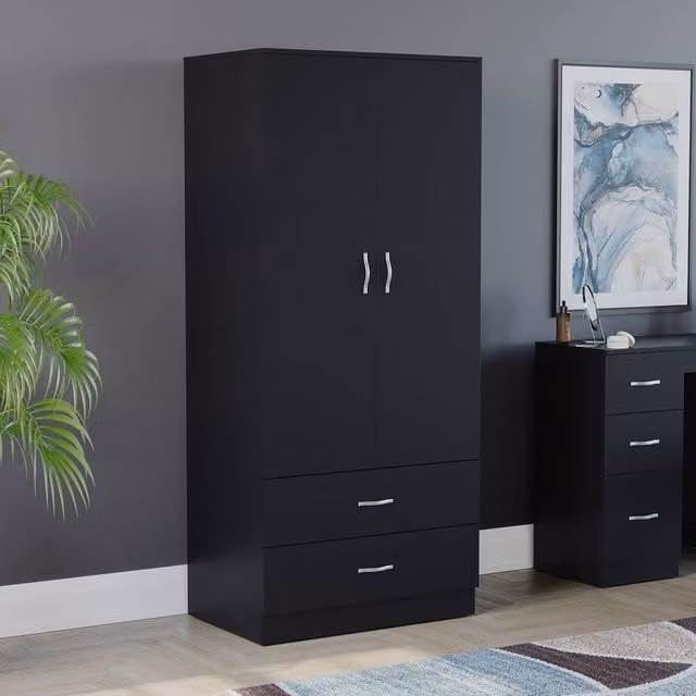 HD Designs Riano Modern 2 Door 2 Drawer Wardrobe in Matt Black