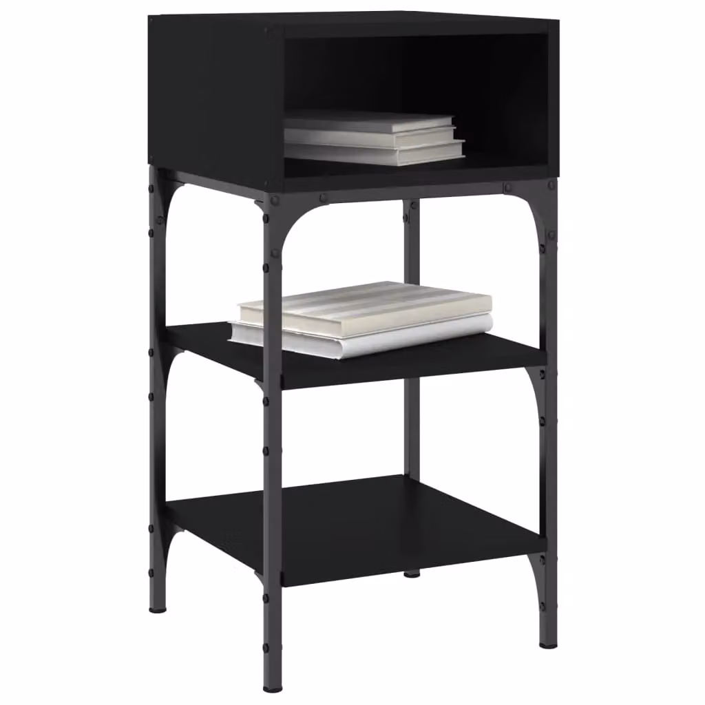 Berkfield Home Set of 2 Black Industrial Bedside Tables in Engineered Wood, W/D/H: 35 x 34.5 x 70 cm – 3