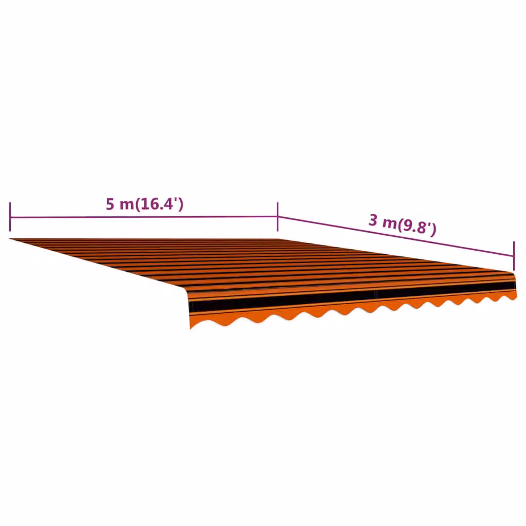 Berkfield Home Polyester Awning Sunshade Canvas in Orange and Brown, W: 500 cm, D: 300 cm – 3