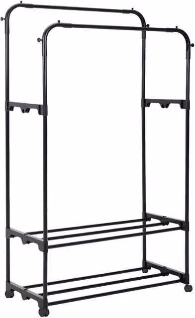 Kelvenix Heavy Duty Metal Clothes Rail in Matt Black, W/D/H: 140 x 80 x 0 cm