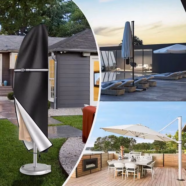 EONLION Waterproof Cantilever Parasol Umbrella Cover in Black, Height: 265 cm, Diameter: 100 cm