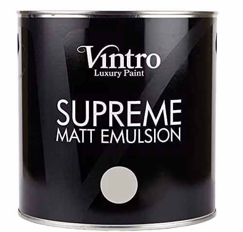 Vintro Luxury Matt Emulsion Paint in Light Grey Tower Bridge, Smooth Chalky Finish for Walls, Ceilings, Wood and Metal, 2.5L – 2