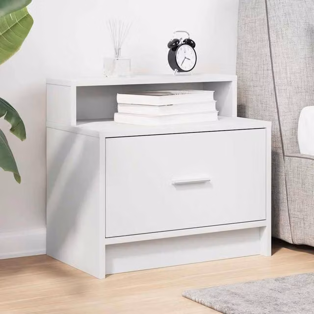 Berkfield Home Durable Bedside Cabinet with Drawer, White, W: 51 cm, D: 31 cm, H: 47 cm