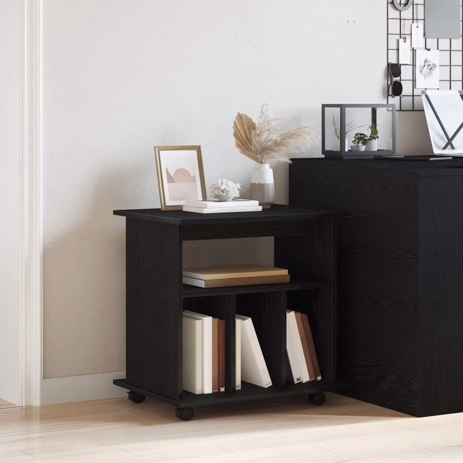 Berkfield Home Rolling Cabinet in Black Oak, W/D/H: 60 x 45 x 55 cm – 3