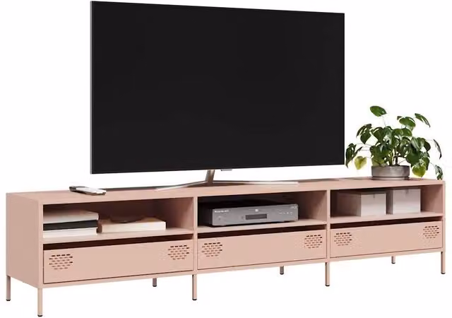Berkfield Home Pink Industrial TV Cabinet in Matt Cold-rolled Steel, W: 202 cm, D: 43.5 cm, H: 43.5 cm – 1