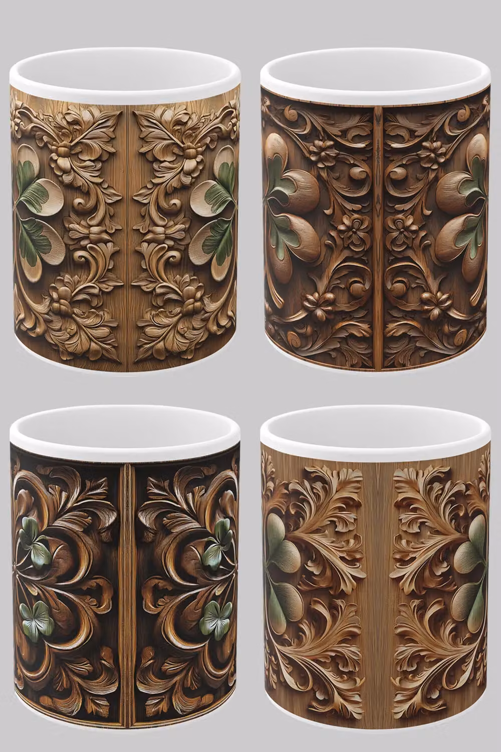 Simply Stunning Mugs Shamrock Relief Ceramic Mug Set of 4, White – 2