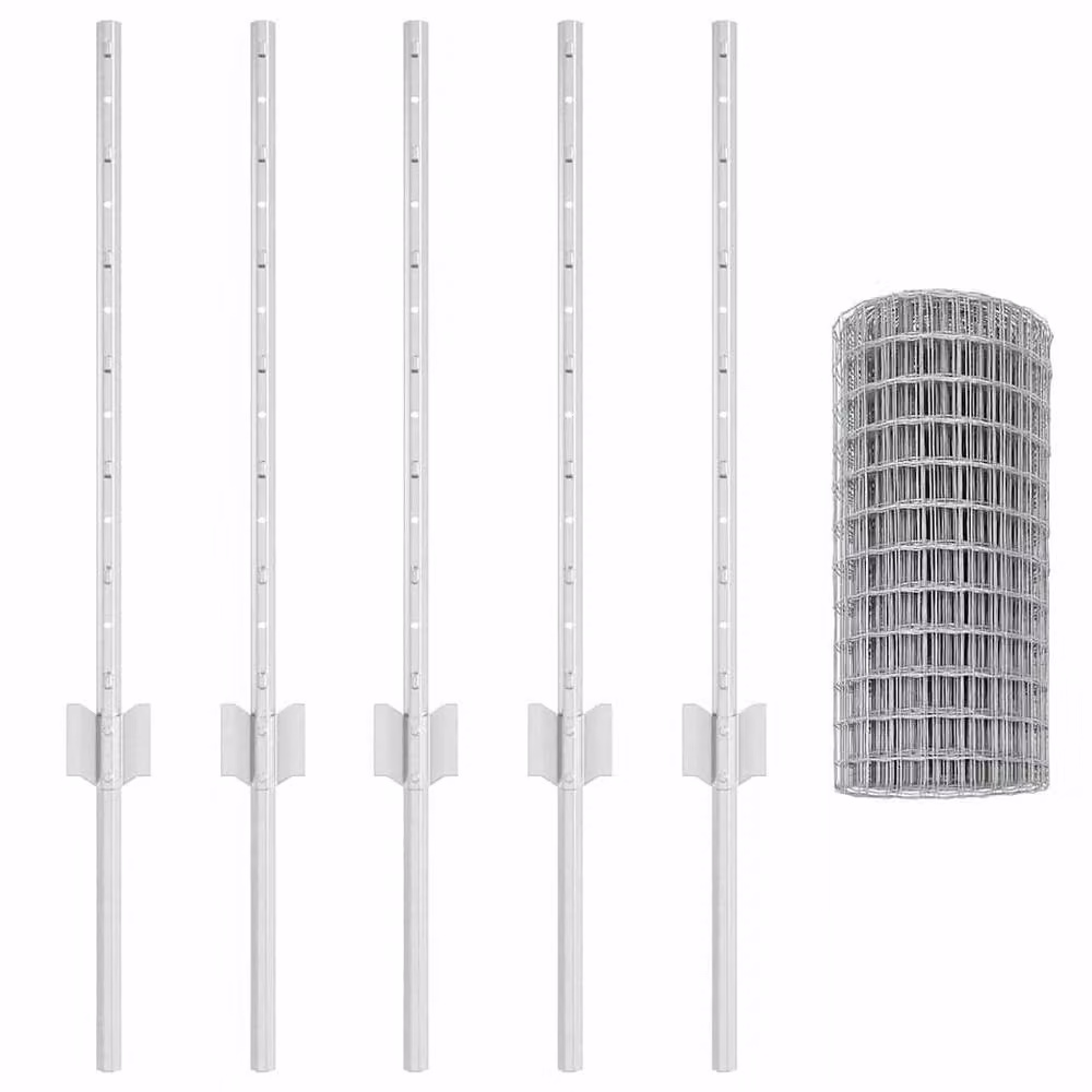 Berkfield Home Euro Fence with 5 U Posts in Silver Galvanised Steel, 0.6 x 10 m – 2