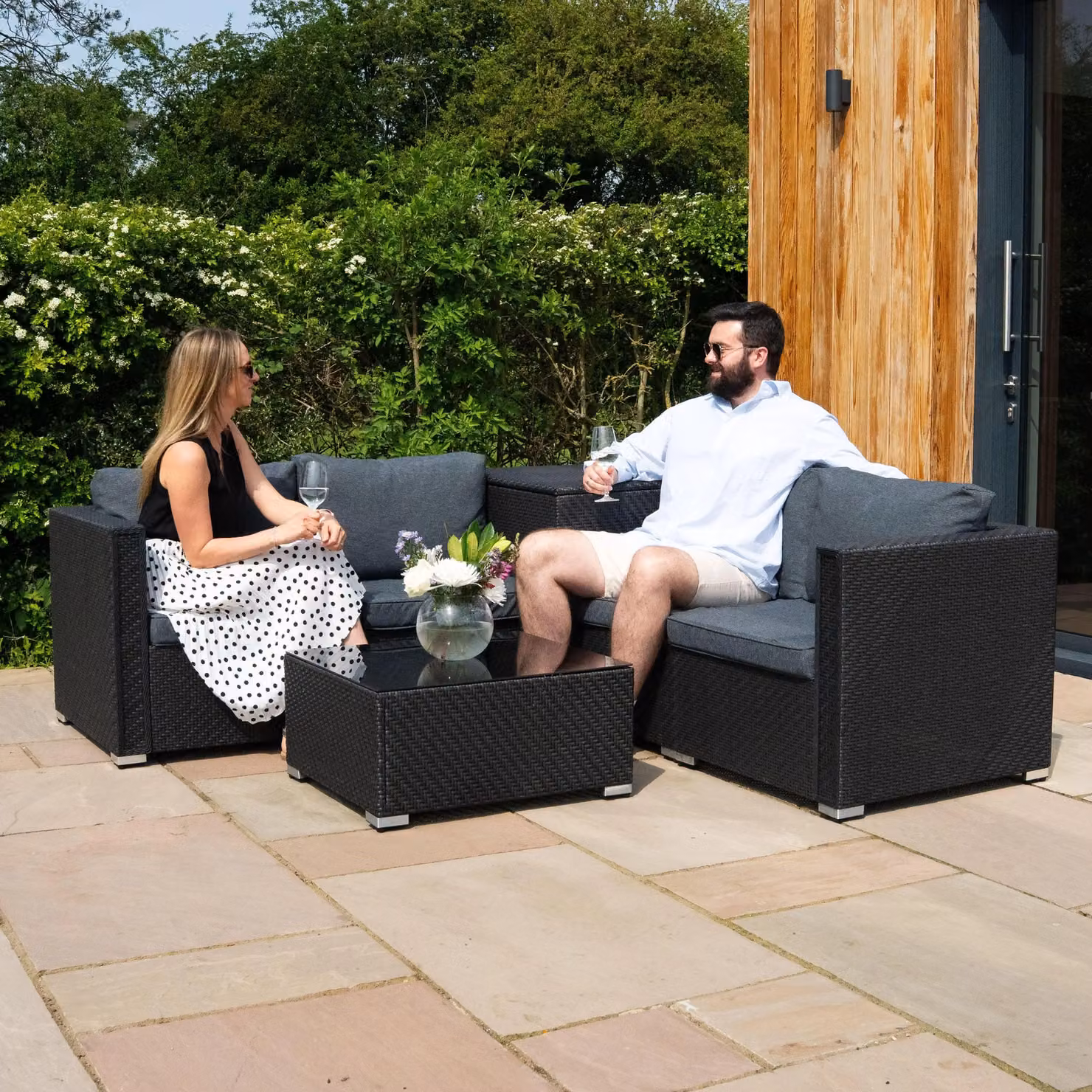 Monstershop Rattan Modular 6 Piece Furniture Set in Black – 3