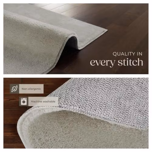 tectake Fluffy Short-Pile Rug in Sand, Washable and Non-Slip Polyester Carpet, W/D: 200 x 290 cm – 5