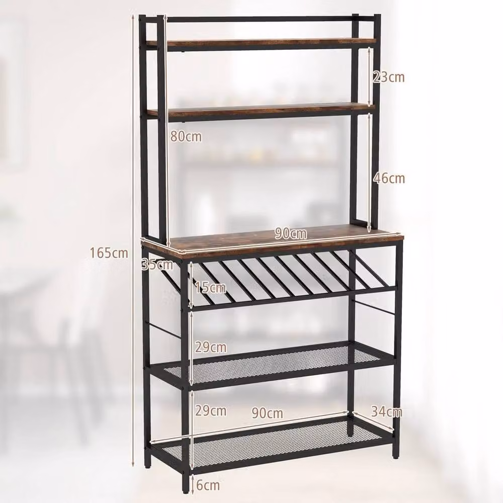 VOGREX 6-Tier Industrial Freestanding Metal Kitchen Baker Rack in Brown – 2