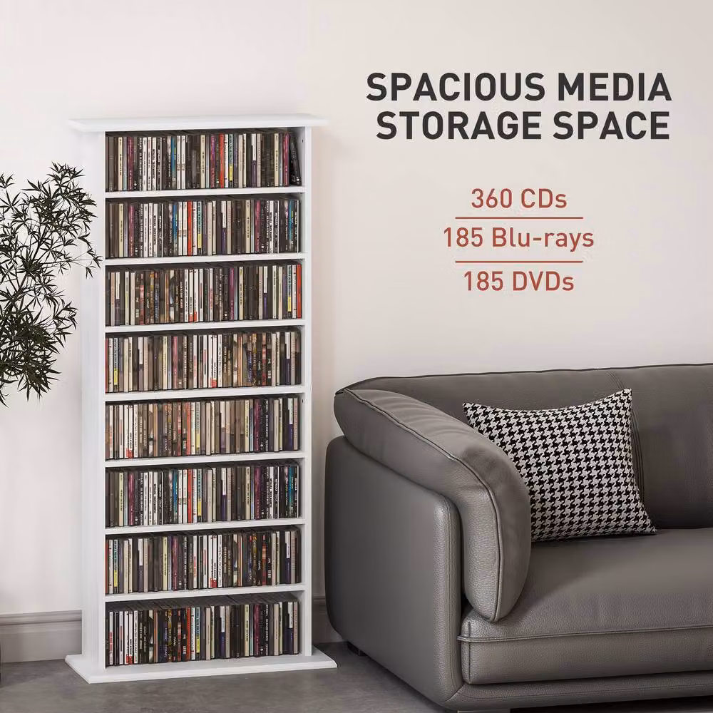 STILVORA White CD Storage Unit with 6 Adjustable Shelves – 4