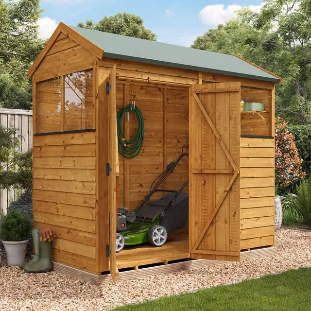 BillyOh Switch Overlap Apex Wooden Garden Shed with Window in Brown