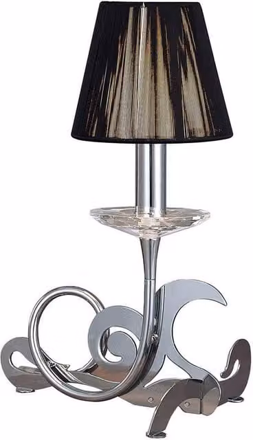 Netlighting Acanto Table Lamp with Black Fabric Cone Shade in Polished Chrome and Silver