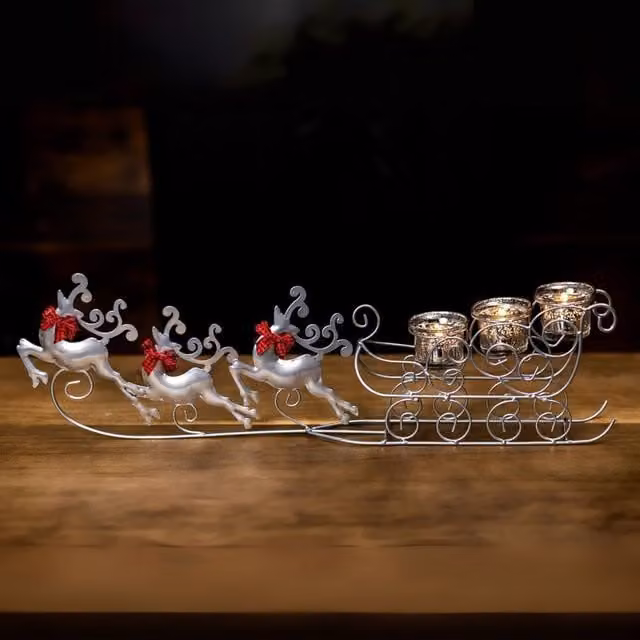 Marco Paul Silver Christmas Reindeer Pillar Candle Holder – 1