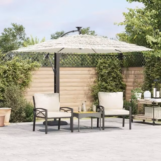Berkfield Home Garden Parasol with Steel Pole, White, W/D/H: 246 x 246 x 230 cm