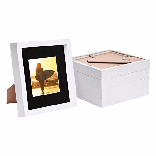 Nicola Spring Square Single Hanging Photo Frames in Black and White, Pack of 5 – 1