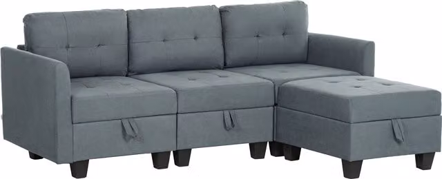 HOMCOM Reversible L-Shape Modular Sofa with Storage in Dark Grey – 1