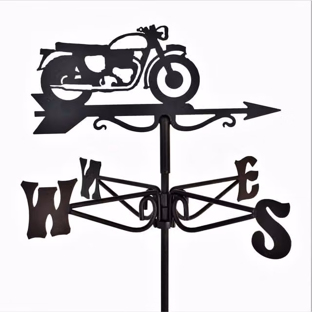 Espira Vintage Motorcycle Mini Metal Weathervane in Black