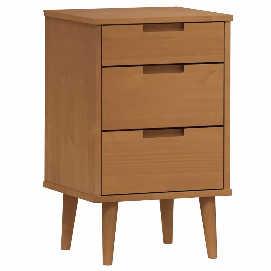 Berkfield Home MOLDE Bedside Cabinet in Brown Solid Pine Wood, W: 40 cm, D: 35 cm, H: 65 cm – 2