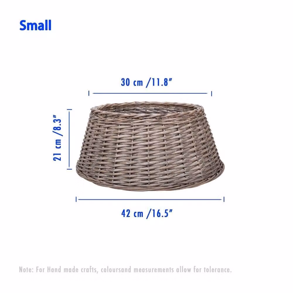 SPETLEK Small Round Wicker Rattan Decoration Basket in Grey – 2