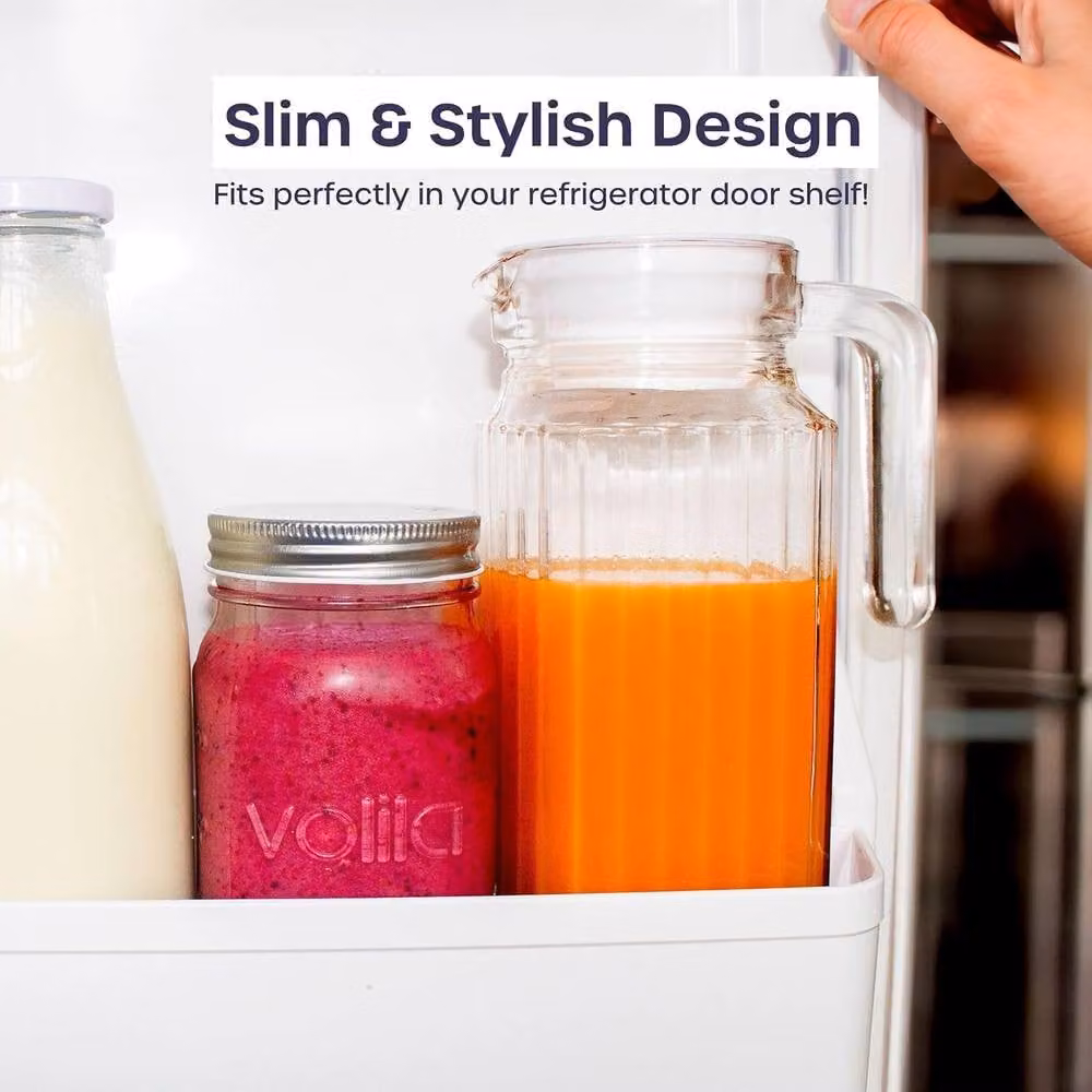Volila 2 Pack Clear Glass Fridge Juice Jugs with Lid, 1 l each – 3