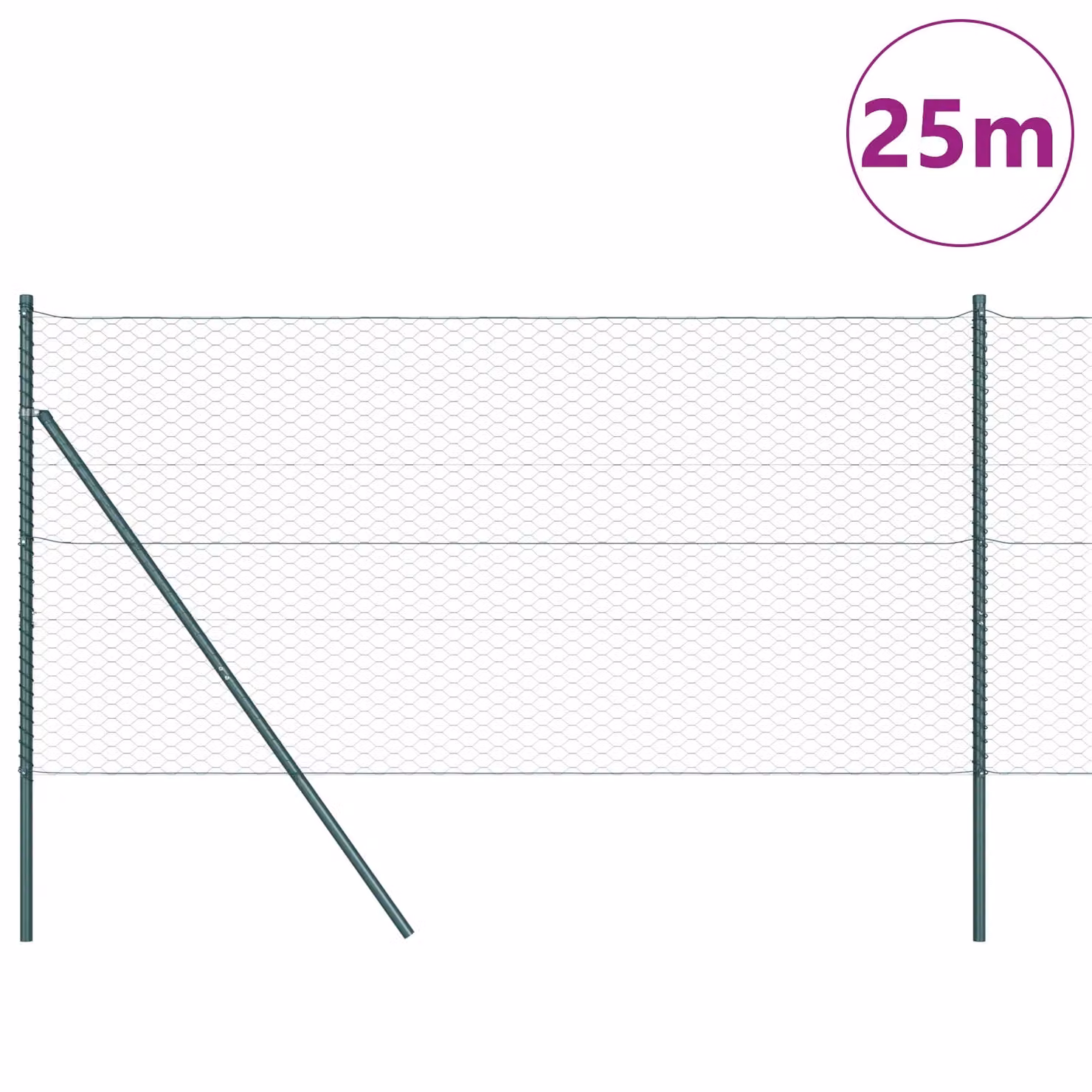Berkfield Home Durable Green Metal Round Fencing Set of 2, W: 25 m, H: 1.2 m – 3