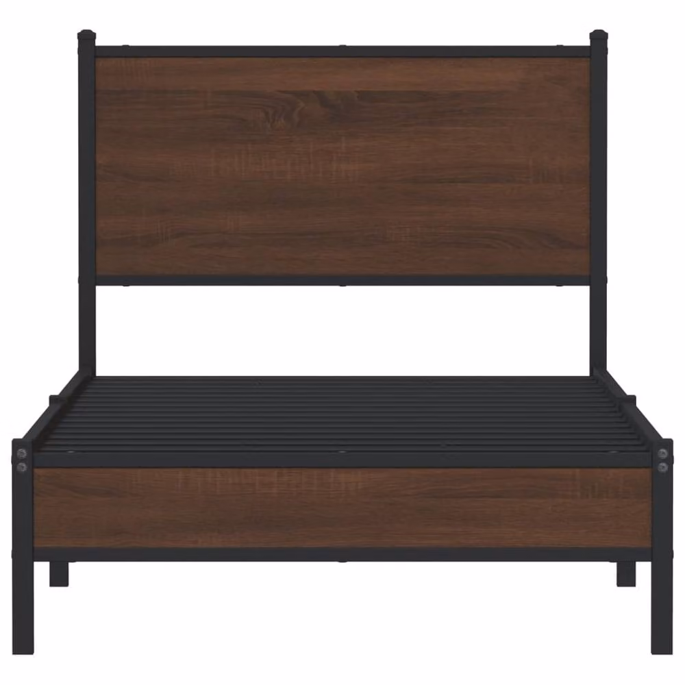 Berkfield Home Metal Bed Frame in Brown Oak, W/D/H: 90 x 190 cm, Single – 4
