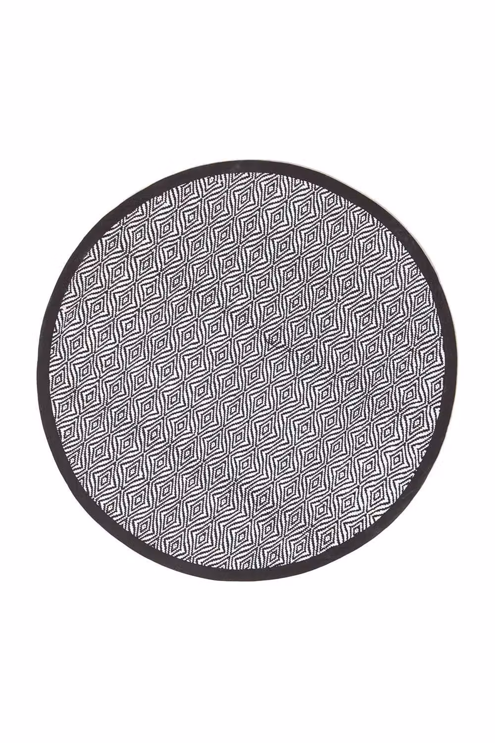 Homescapes Trance Round Woven Fibre Rug in Black and White Diamond Pattern, Diameter: 150 cm – 2