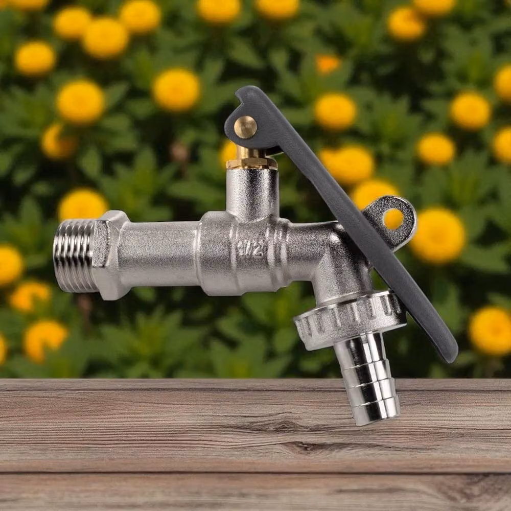 SPETLEK Silver Wall-Mounted Garden Tap Connector Kit with Brass Padlock Hole – 2
