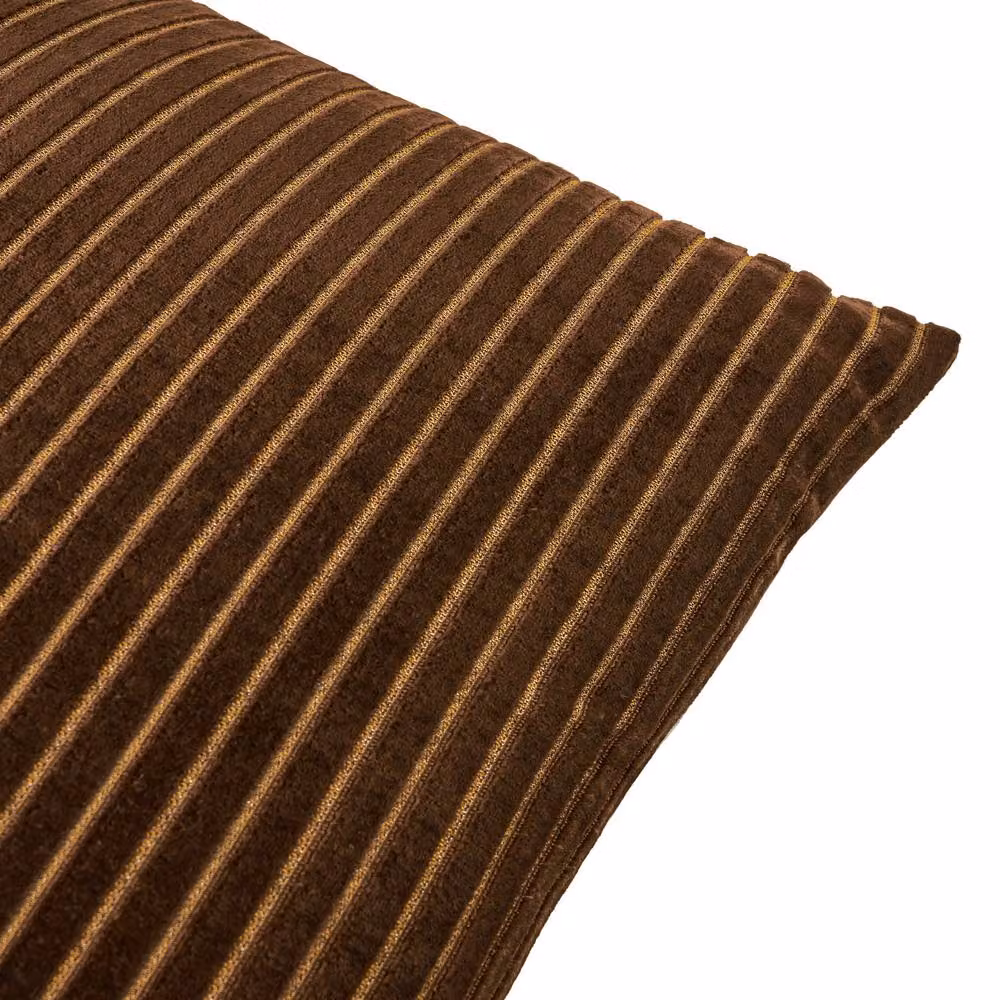 Paoletti Savoy Stripe Velvet Cushion in Brown, W/D/H: 50 x 50 x 50 cm – 3