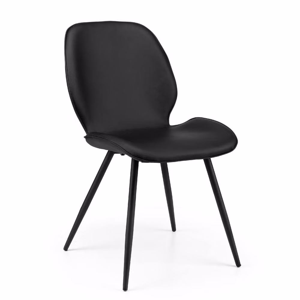 Cheshire Elmdale Modern Dining Chairs, Set of 2, Black Synthetic Leather and Metal – 2