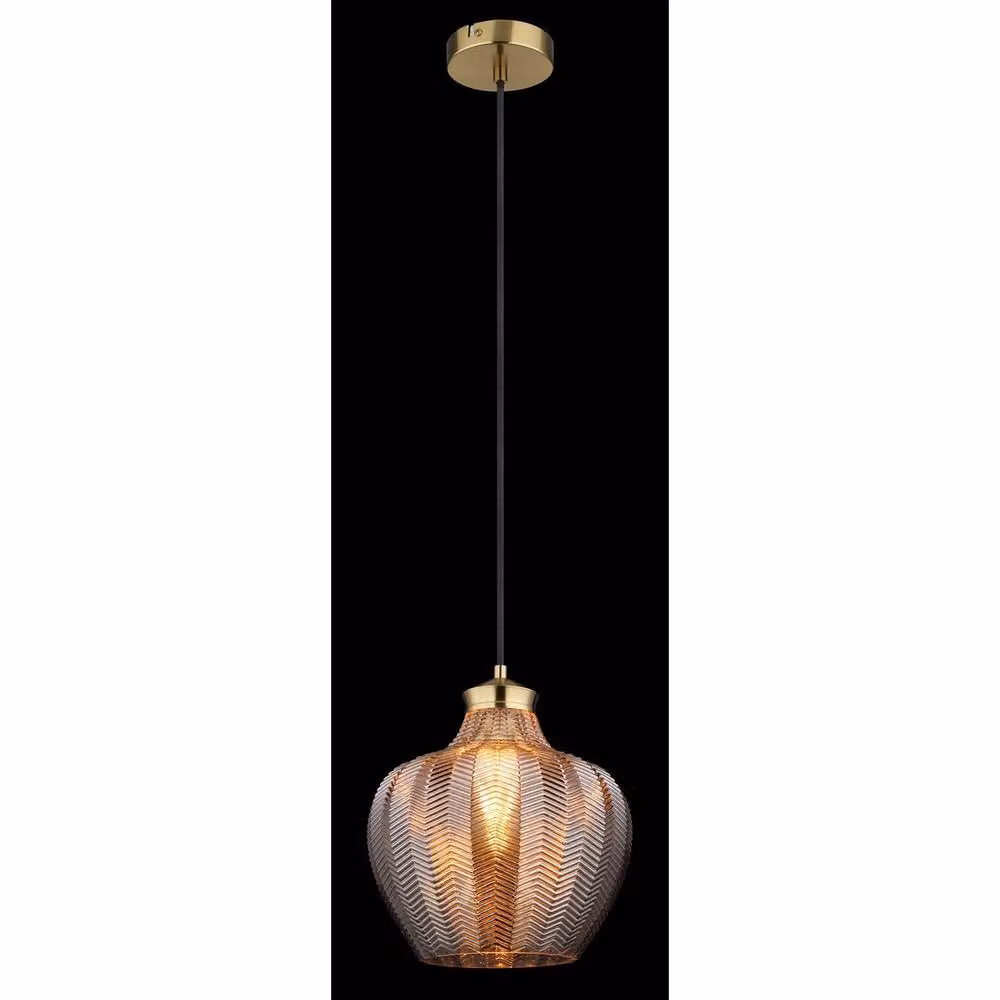 Netlighting Jessica Dome Pendant Light in Gold/Brass with Smoke Glass Shade, E27, Height Adjustable – 2
