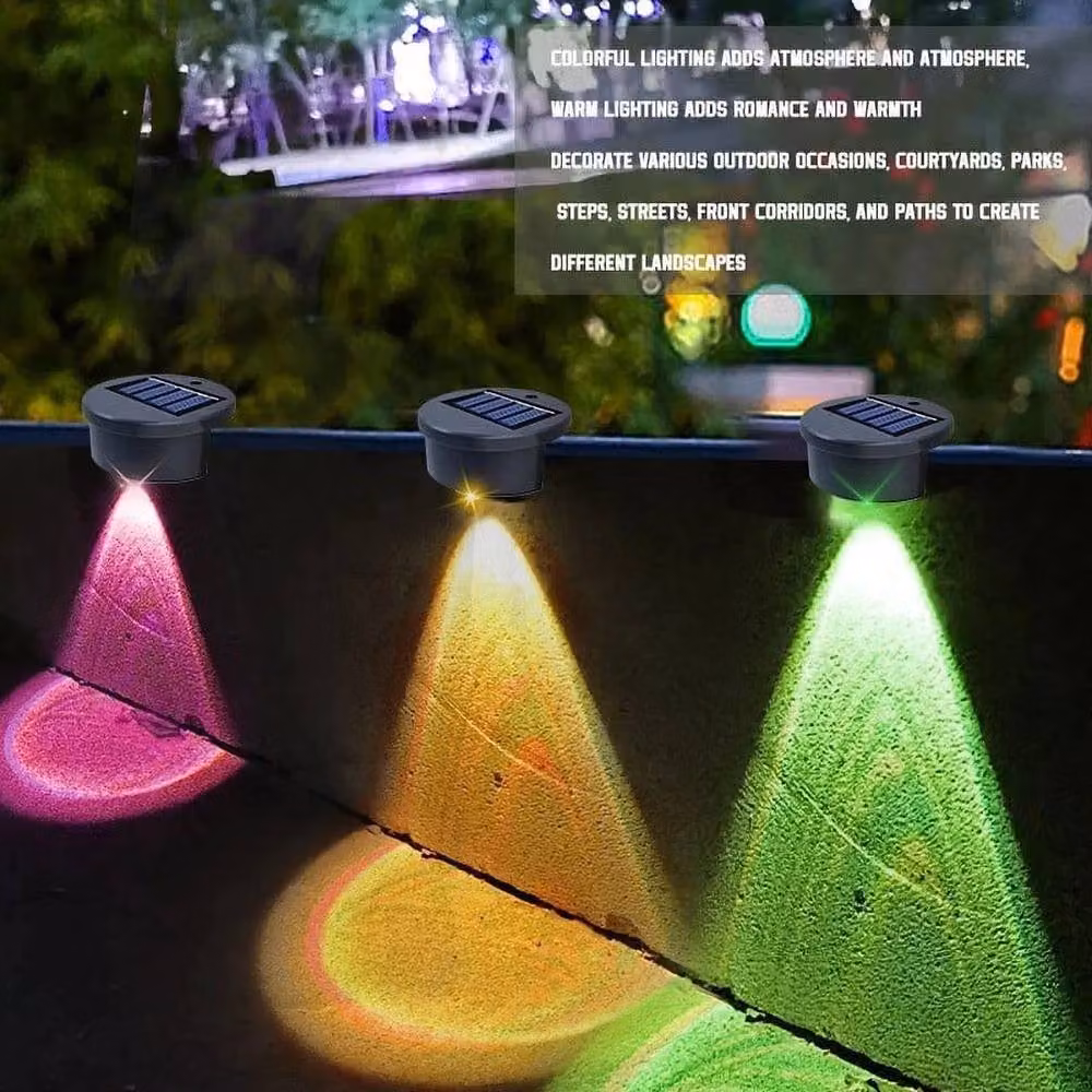 EONLION 8-Piece Solar Powered Multicolour LED Wall and Fence Lights in Black – 5