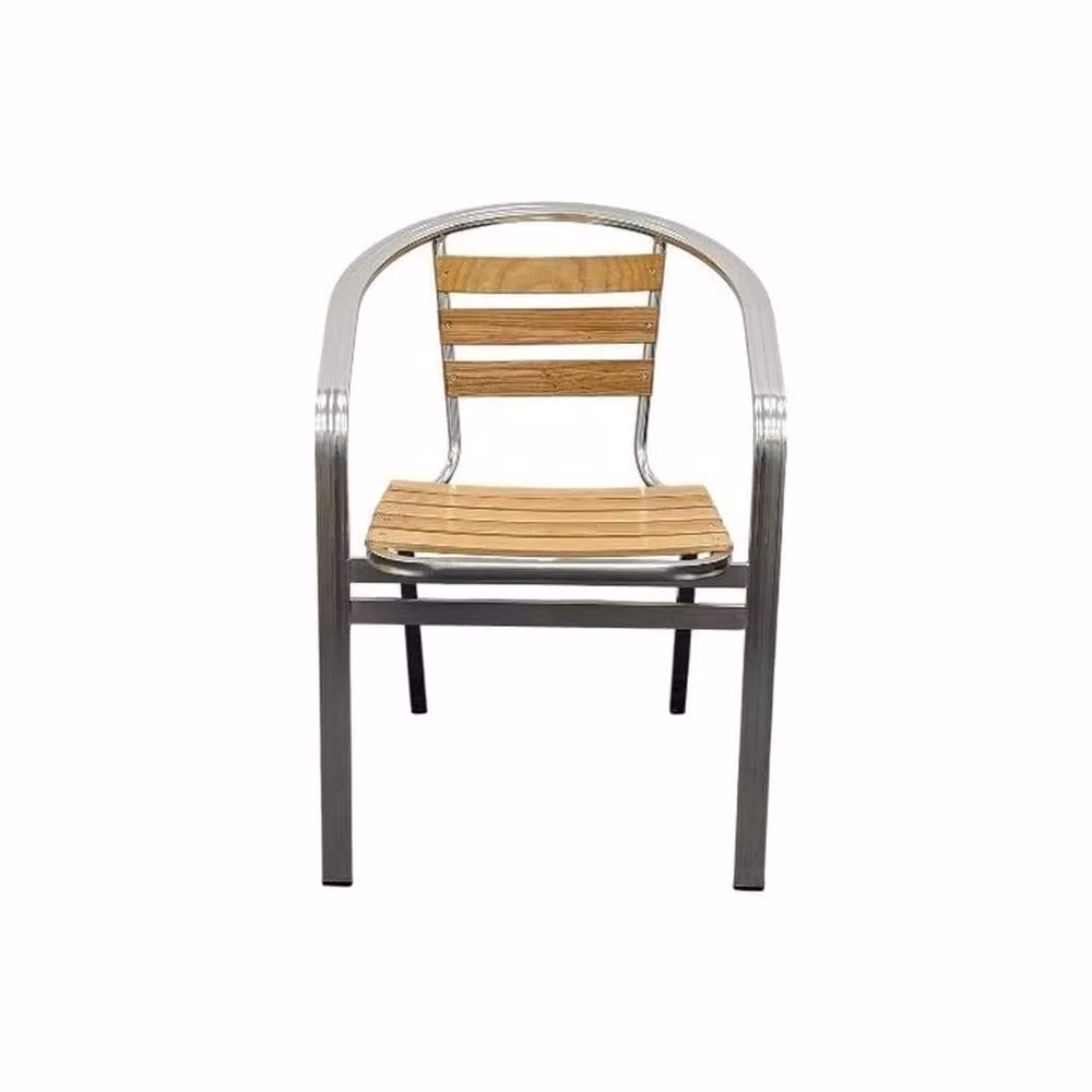 PAWNORA Set of 4 Silver Aluminium Bistro Chairs for Garden and Dining Room – 2