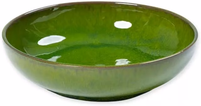 Verano Spanish Ceramics Selena Glazed Hand Dipped Salad Bowl, Green, Diameter: 22 cm – 1