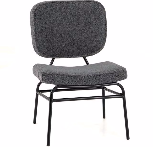 Gymax Grey Sherpa Upholstered Accent Chair with Metal Frame – 1
