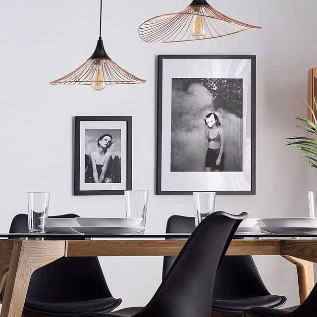 Wyld and Coco Copper and Black Industrial Open Wire Pendant Lamp