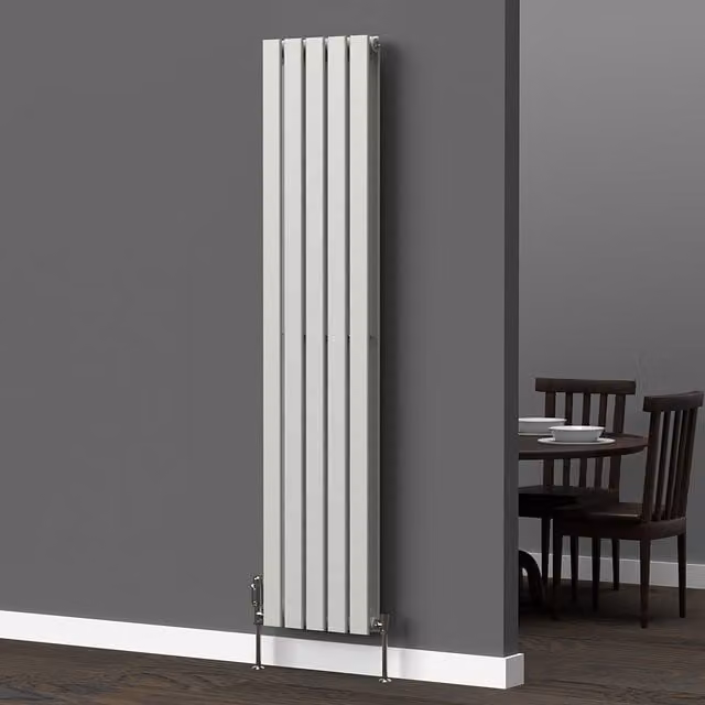 Lux Heat Flat Coloured Vertical Radiator, Dove Grey, H 160 cm x W 35 cm